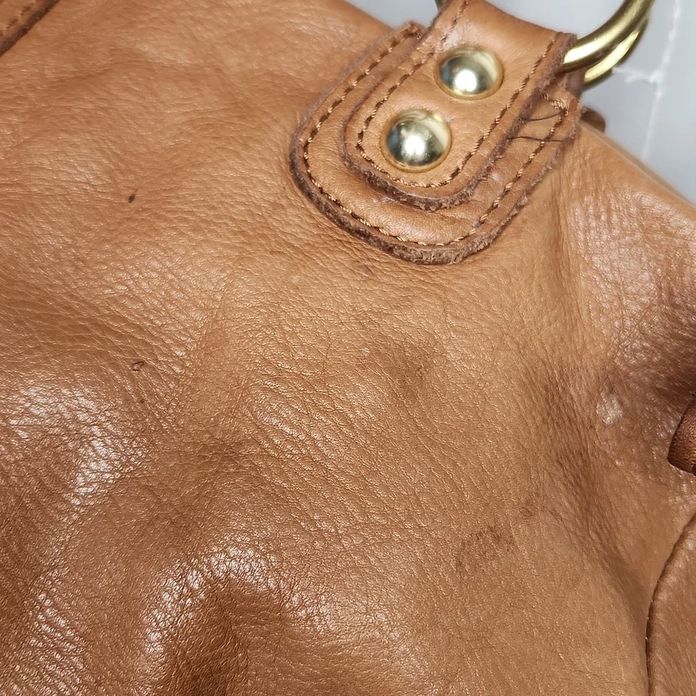 Linea Pelle Large Tan Leather Satchel - Picture 4 of 6